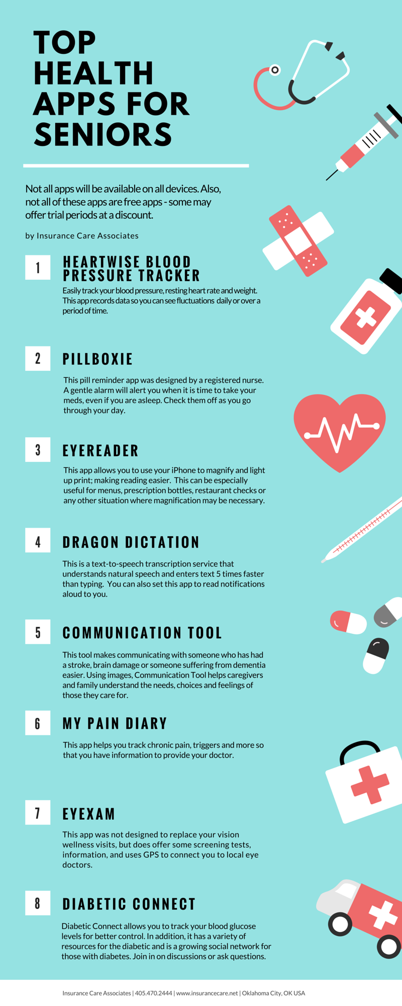 Top Health Apps for Seniors Infographic | Insurance Care Associates